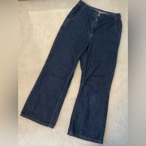 Stylish Women's Dark Blue Wide-Leg Jeans